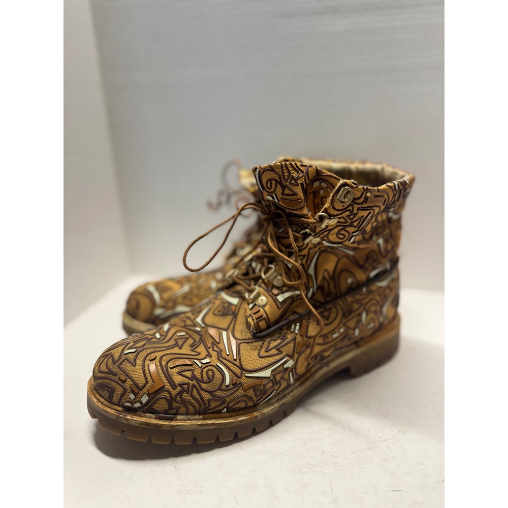 Timberland Rare 6 Inch Premium Graffiti Laser Etched Camo Boots Mens 11.5 77578